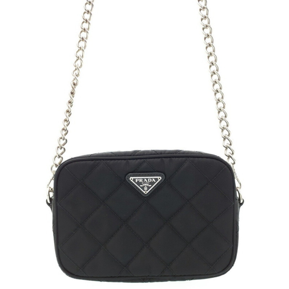 Prada Tessuto Impuntu Quilted Chain Shoulder Bag Black